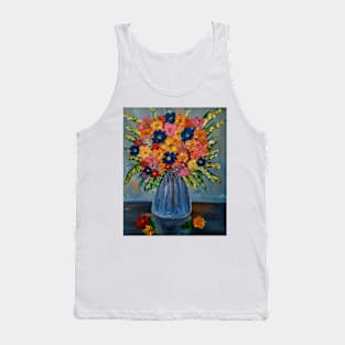 Stunning bouquet of mixed flowers in a glass and gold vase . Tank Top